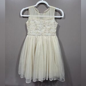 Girls Ivory Floral Embroidered Tulle Party Dress